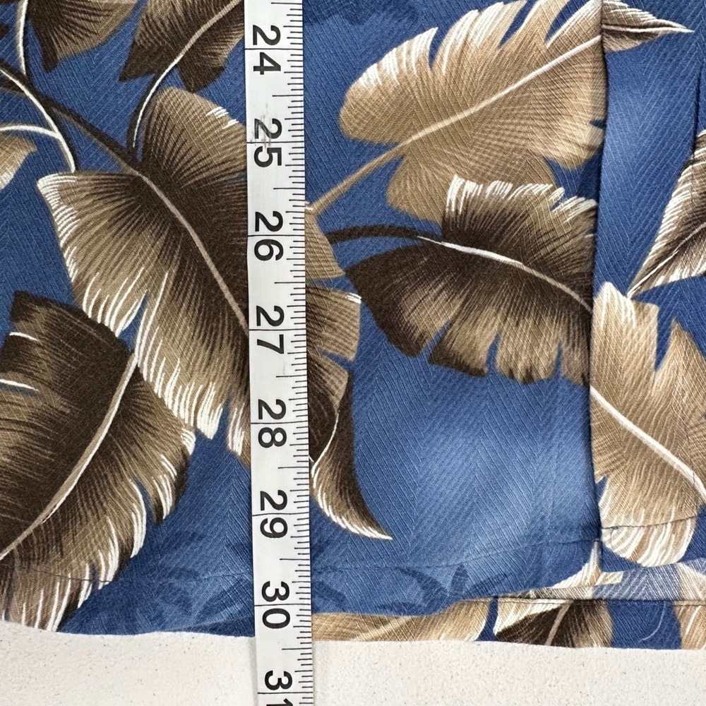 Tropical Palm Leaf Hawaiian Shirt Button Up Short Sleeve Blue Size XL - Picture 9 of 9